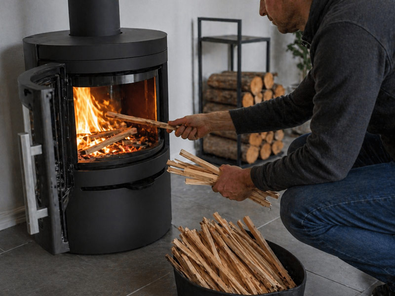 Allumage feu de bois