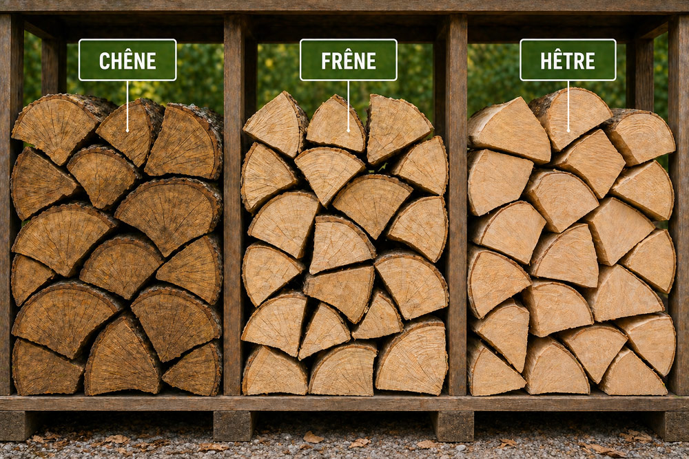 bois de chauffage : différence entre chêne, hêtre et frêne