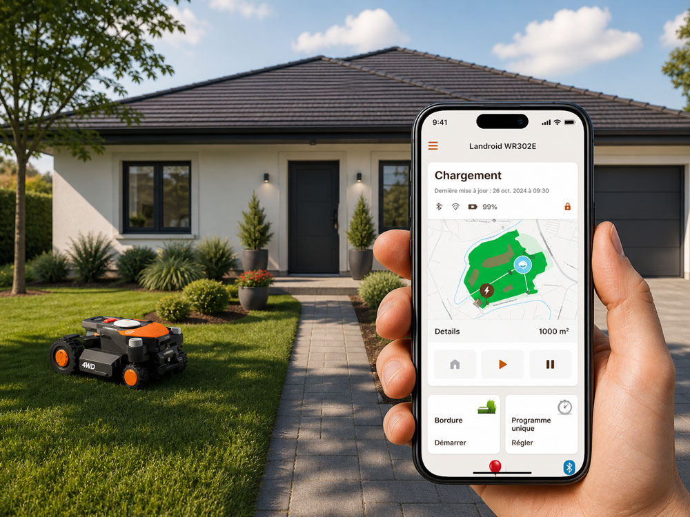 Pilotage du robot tondeuse par téléphone 
